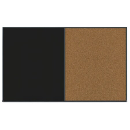 United Visual Products Double Door Radius Corkboard, 60"x36", Hea, UV7014RC-SATIN-RUBBER UV7014RC-SATIN-RUBBER